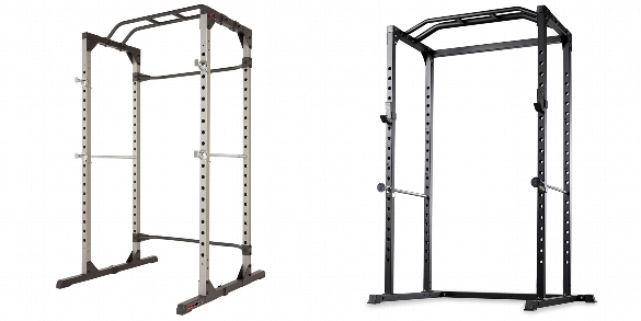 Side by side comparison of Fitness Reality 810XLT and REP FITNESS PR-1100 power cages.