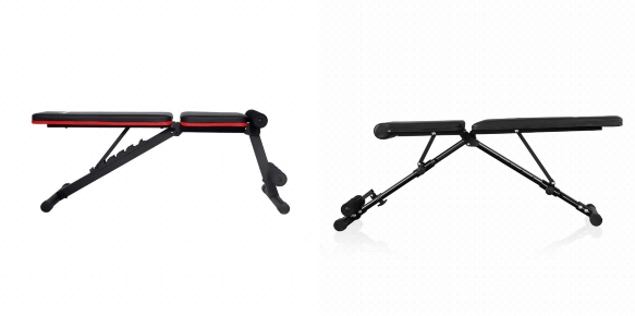 Side by side comparison of PASYOU Adjustable Weight Bench and FLYBIRD Weight Bench in flat positions.